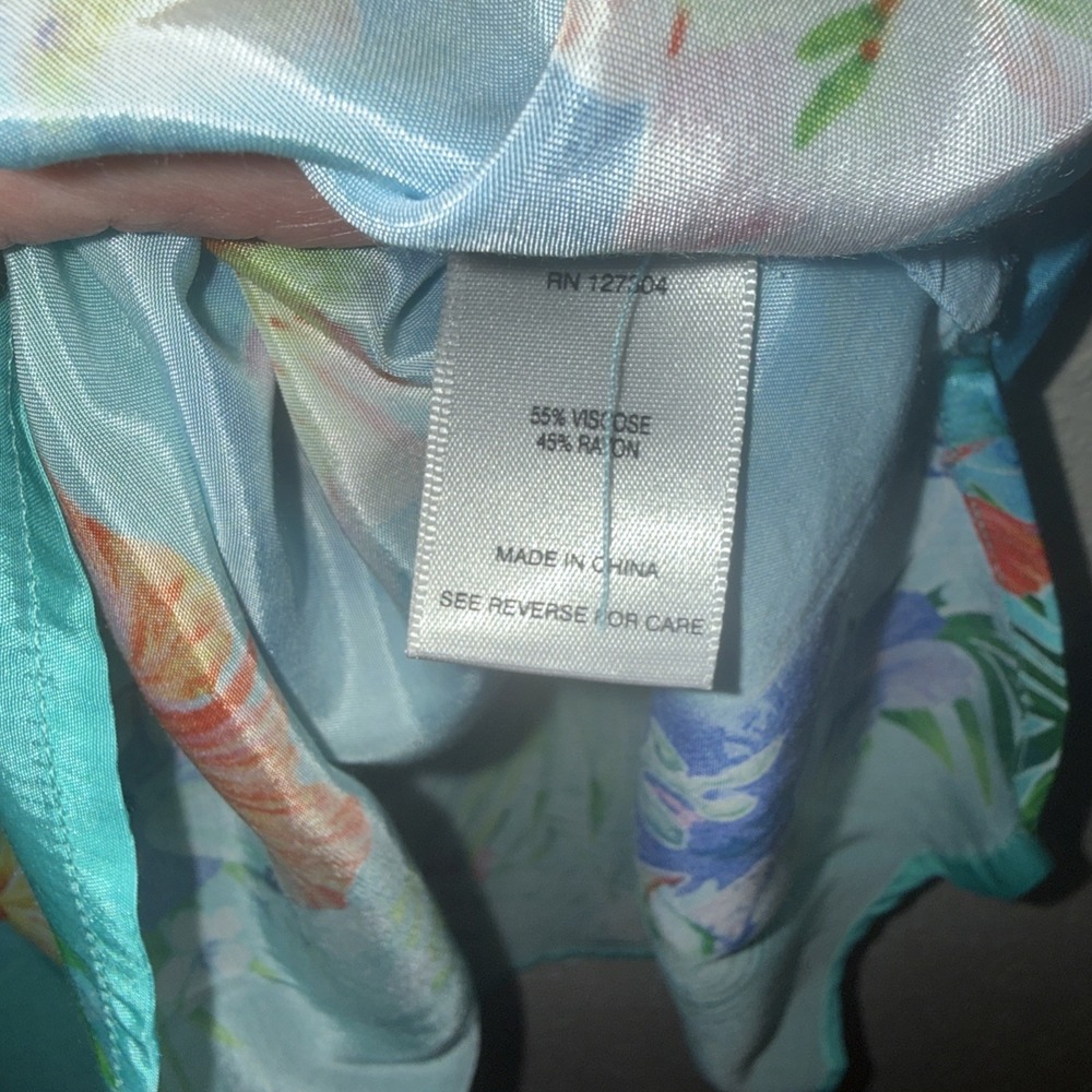 John Mark Shirt Top Women 2X Island Dreaming Floral Print Colorful Blue Boho NEW - Picture 5 of 10